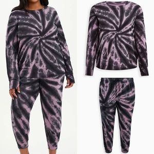 SET: Torrid Cupro Tie-Dye Grey Active Sweatshirt/Jogger 1X